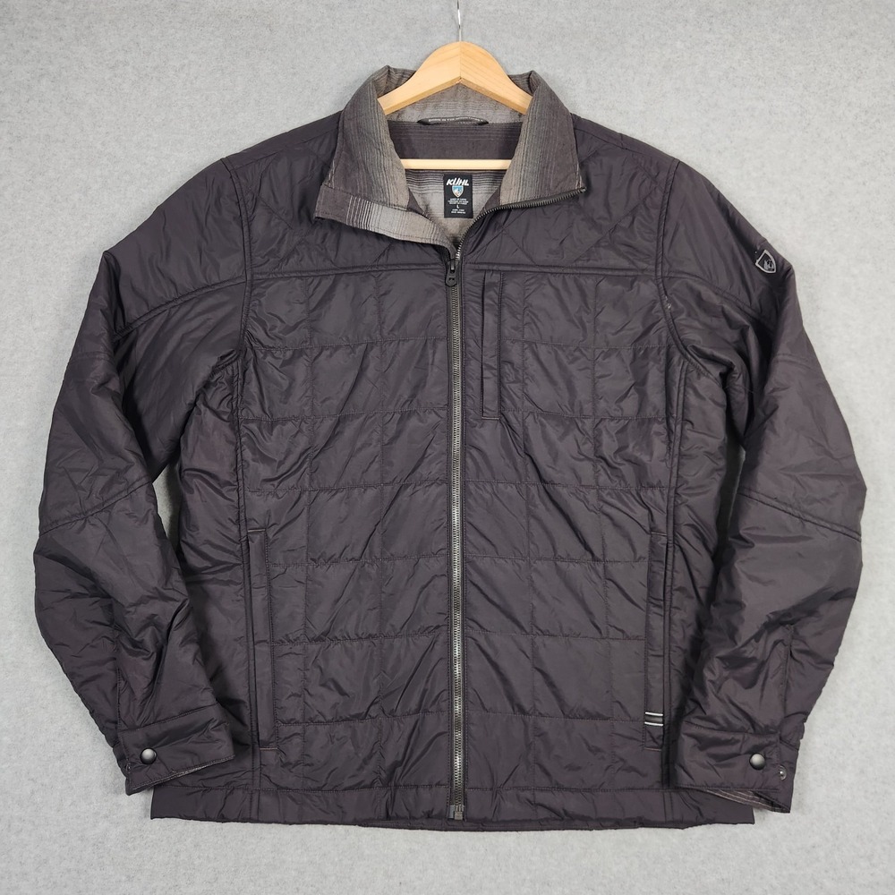 Kuhl Rebel Insulated Jacket Mens Large Black Mid Weight Quilted Flannel Lined